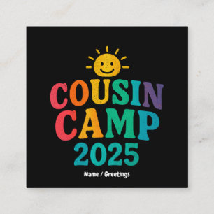 Cousin Camp 2025 Sommerurlaub Spaß Camping Quadratische Visitenkarte