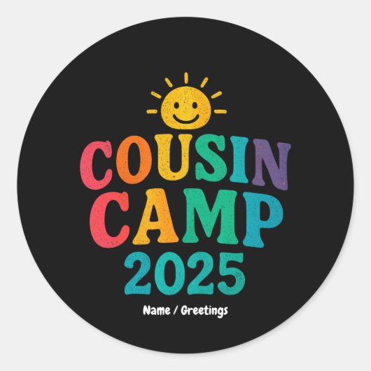 Cousin Camp 2025 Sommerurlaub Spaß Camping Runder Aufkleber (Vorderseite)