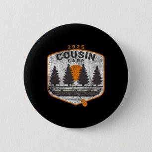 Cousin Camp 2025 Vintage-Canoe-Art Sommer Familien Button