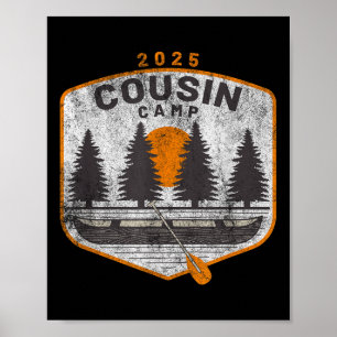 Cousin Camp 2025 Vintage Kanu Kunst Sommer Familie Poster
