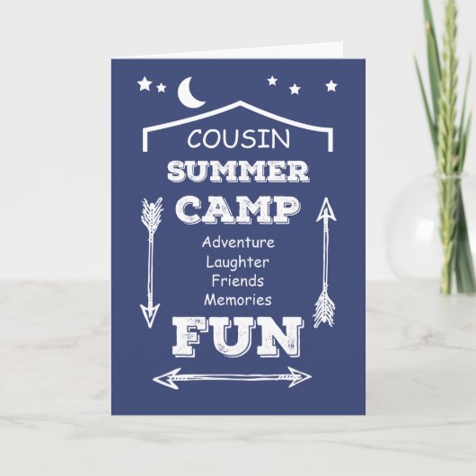 Cousin Camp Fun Navy Blue, Denken Sie an Sie Karte (Vorderseite)