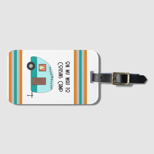 Cousin Camp Retro Camper Gepäckmarke Gepäckanhänger (Vorderseite (Horizontal))