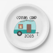 Cousin Camp Retro Camper Pappteller (Vorderseite)