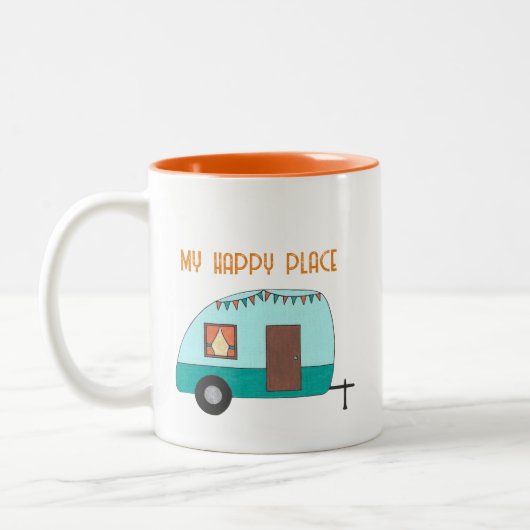 Cousin Camp Retro Camper Zweifarbige Tasse (Links)