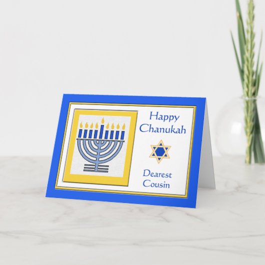 Cousin Chanukah Moderne Menorah Karte (Vorderseite)