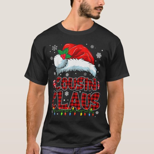 Cousin Claus Christmas Lights Pajama Family Group T-Shirt (Vorderseite)