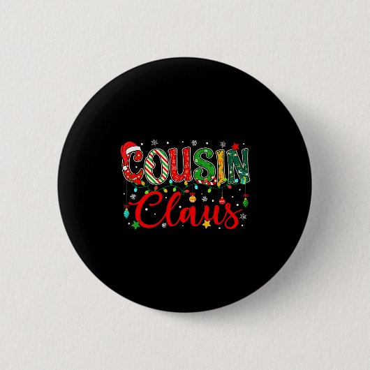 Cousin Claus Christmas Lights Pajama Family Matchi Button (Vorderseite)