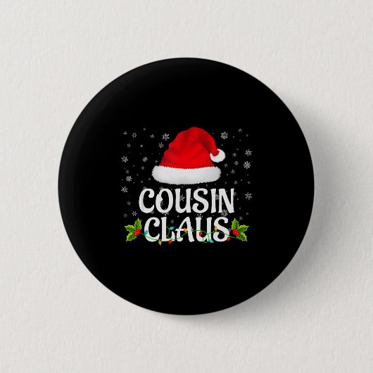 Cousin Claus Christmas Lights Santa Pajama Family Button (Vorderseite)