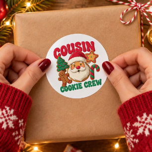 Cousin Cookie Crew Weihnachten Santa Lebkuchen Runder Aufkleber