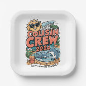 Cousin Crew 2024 Sommerferien Beach Familienausflu Pappteller (Vorderseite)