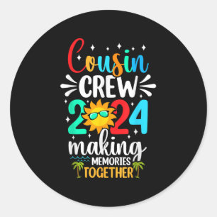 Cousin Crew 2024 Sommerferien Beach Familienausflu Runder Aufkleber