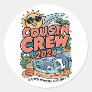 Cousin-Crew 2024 Sommerferien Strand Familientrip Runder Aufkleber