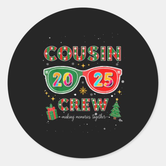 Cousin Crew 2025 Funny Christmas Matching Family P Runder Aufkleber (Vorderseite)