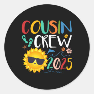 Cousin Crew 2025 Shirt Familienurlaub Strand Runder Aufkleber