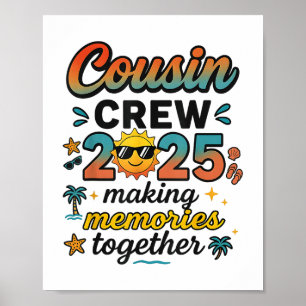 Cousin Crew 2025 Sommerferien Beach Familienausflu Poster