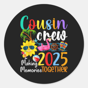 Cousin Crew 2025 Sommerferien Beach Familienausflu Runder Aufkleber