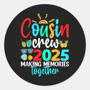 Cousin Crew 2025 Sommerferien Beach Familienausflu Runder Aufkleber
