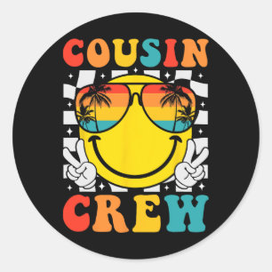Cousin Crew 2025 Sommerferien Beach Familienausflu Runder Aufkleber