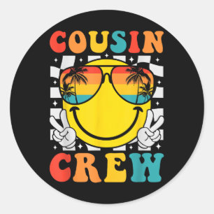 Cousin Crew 2025 Sommerferien Beach Familienausflu Runder Aufkleber