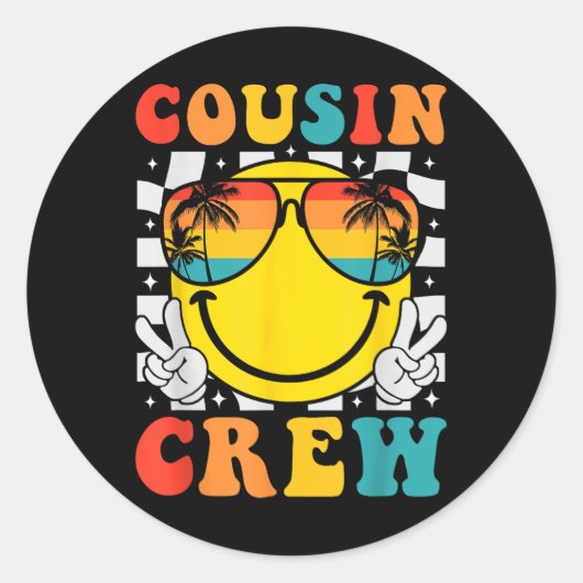 Cousin Crew 2025 Sommerferien Beach Familienausflu Runder Aufkleber (Vorderseite)
