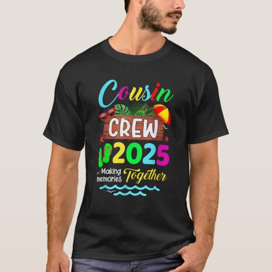 Cousin Crew 2025 Sommerferien Beach Familienausflu T-Shirt (Vorderseite)