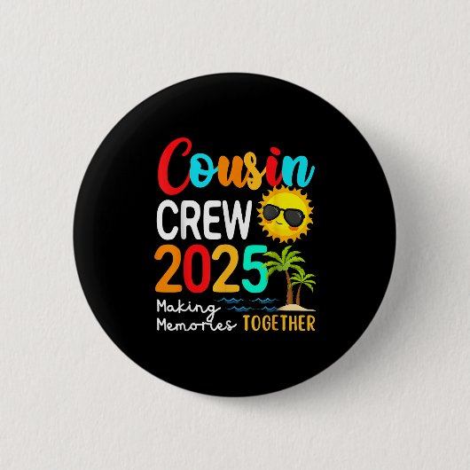 Cousin Crew 2025 Sommerferien Beach Matching Fa Button (Vorderseite)