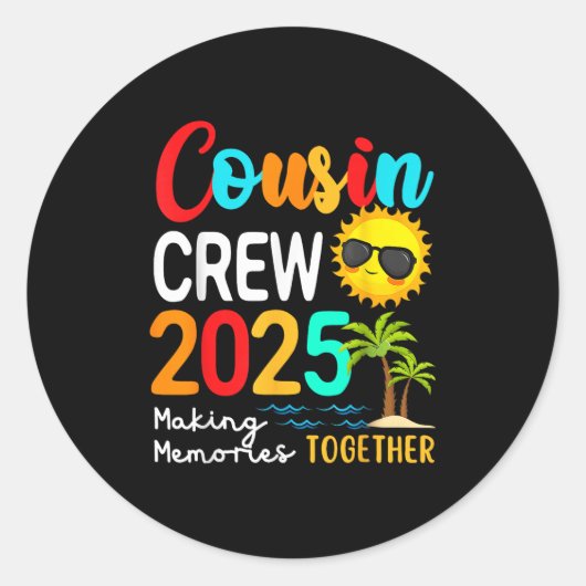 Cousin Crew 2025 Sommerferien Beach Matching Fa Runder Aufkleber (Vorderseite)
