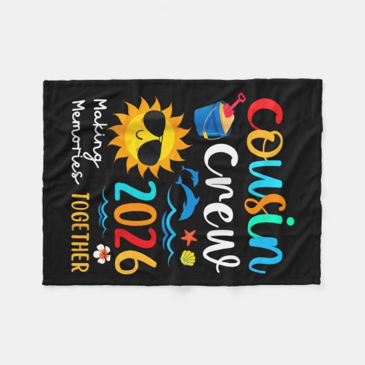 Cousin Crew 2026 Sommerferien Beach Familienausflu Fleecedecke (Vorderseite (Horizontal))