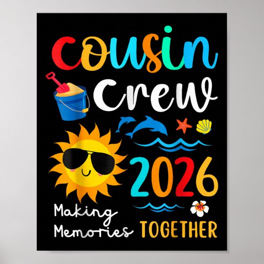Cousin Crew 2026 Sommerferien Beach Familienausflu Poster (Vorne)