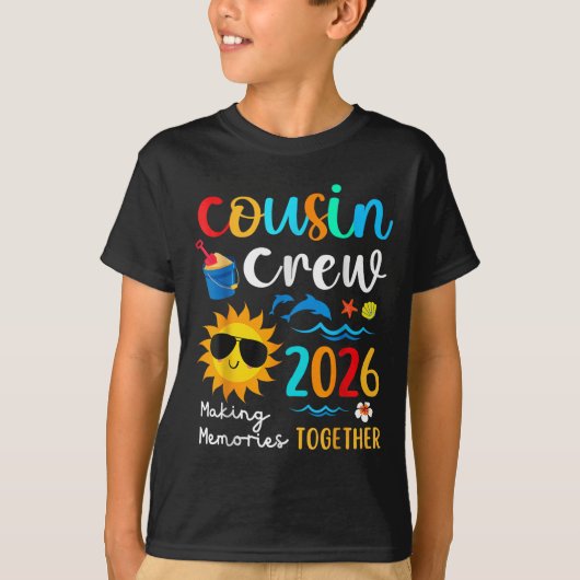 Cousin Crew 2026 Sommerferien Beach Familienausflu T-Shirt (Vorderseite)