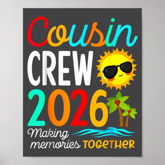 Cousin Crew 2026 Summer Vacation Beach Family Trip Poster (Vorne)