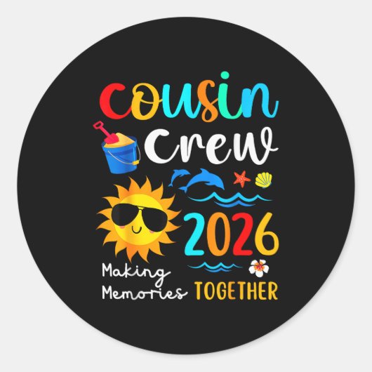 Cousin Crew 2026 Summer Vacation Beach Family Trip Runder Aufkleber (Vorderseite)