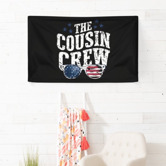 Cousin Crew 4. Juli Patriotic American Family Banner (Insitu)