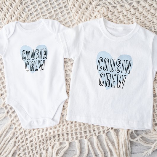 Cousin Crew Blue Heart Matching Family Baby T-shirt