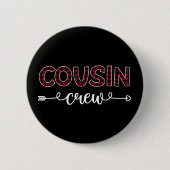 Cousin Crew Buffalo Karierte Muster Weihnachtsferi Button (Vorderseite)