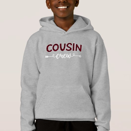 Cousin Crew Buffalo Karierte Muster Weihnachtsferi Hoodie (Vorderseite)