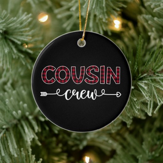 Cousin Crew Buffalo Karierte Muster Weihnachtsferi Keramik Ornament (Baum)