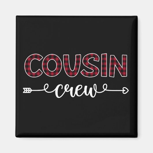 Cousin Crew Buffalo Karierte Muster Weihnachtsferi Magnet (Vorne)