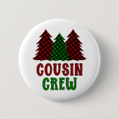Cousin Crew Buffalo Karierter Weihnachtsbaum Button (Vorderseite)