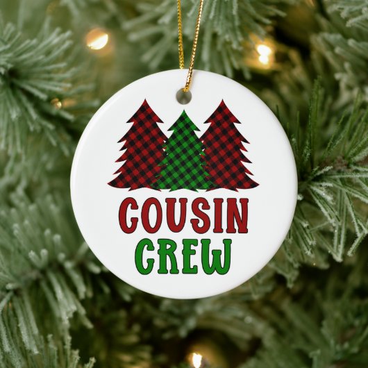 Cousin Crew Buffalo Karierter Weihnachtsbaum Keramik Ornament (Baum)