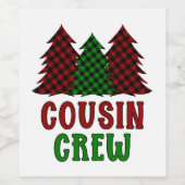 Cousin Crew Buffalo Karierter Weihnachtsbaum Weinetikett (Einzelnes Label)