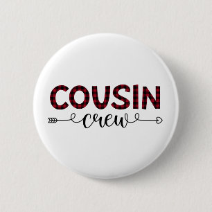 Cousin Crew Buffalo Kariertes Muster Weihnachten Button