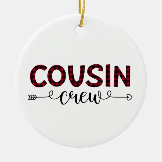 Cousin Crew Buffalo Kariertes Muster Weihnachten Keramik Ornament (Vorne)