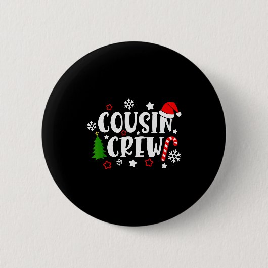 Cousin Crew Candy Cane Snowflake Pajamas Holiday C Button (Vorderseite)