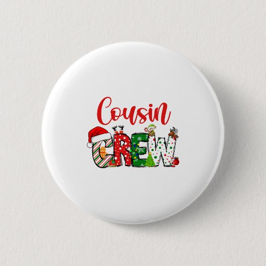 Cousin Crew Christmas Family Pajama Front And Back Button (Vorderseite)
