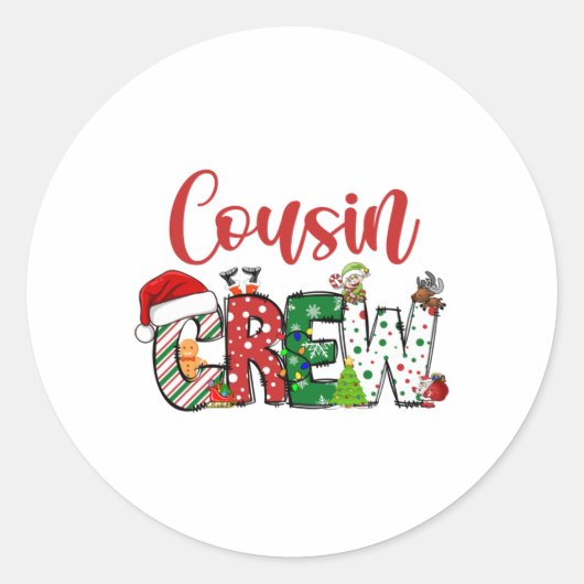 Cousin Crew Christmas Family Pajama Front And Back Runder Aufkleber (Vorderseite)