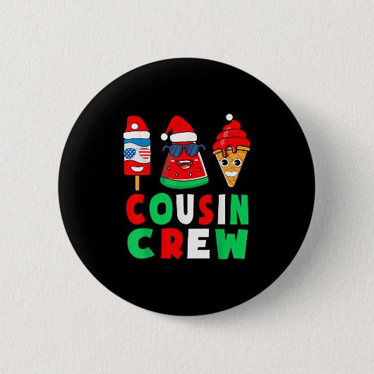 Cousin Crew Christmas In July Squad Pajamas Matchi Button (Vorderseite)