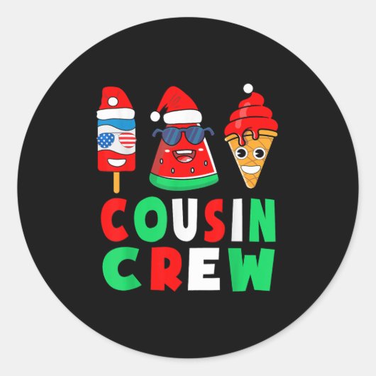 Cousin Crew Christmas In July Squad Pajamas Matchi Runder Aufkleber (Vorderseite)