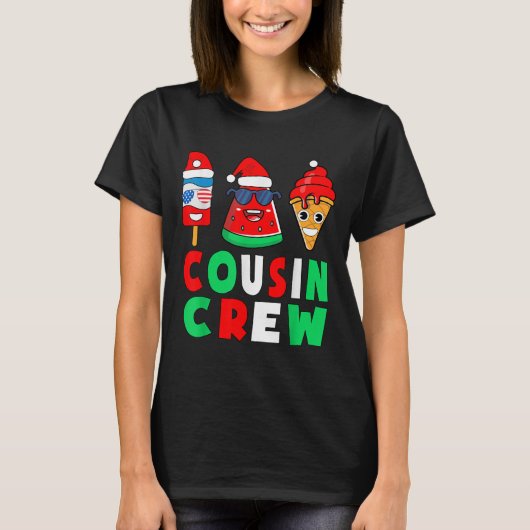 Cousin Crew Christmas In July Squad Pajamas Matchi T-Shirt (Vorderseite)