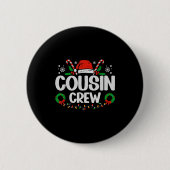 Cousin Crew Christmas Lights Family Matching Pajam Button (Vorderseite)